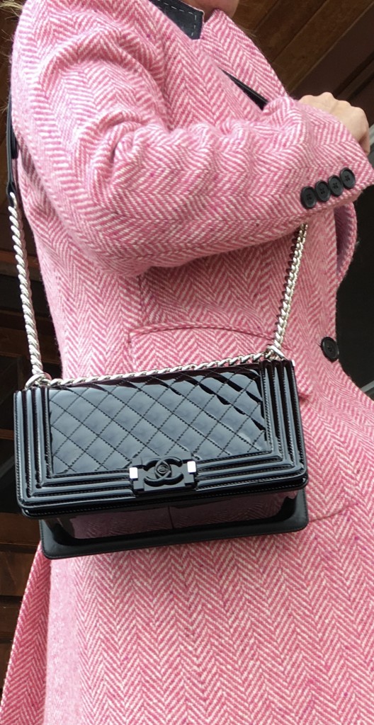 Chanel Boy Chanel Black Patent Medium Bag
